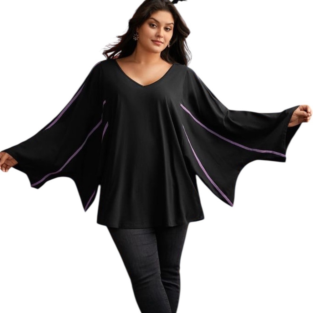 Bloomchic Whimsigoth Bat Wing Shaped Sleeves V Neck Tunic Top Size 18-20 NWT